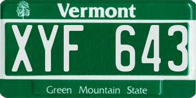 VT license plate XYF643
