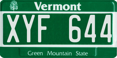 VT license plate XYF644