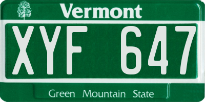 VT license plate XYF647