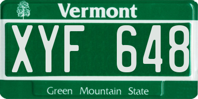 VT license plate XYF648
