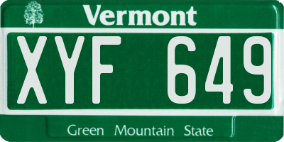 VT license plate XYF649