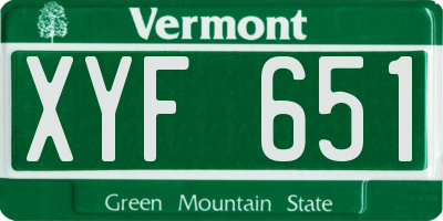 VT license plate XYF651