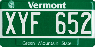VT license plate XYF652