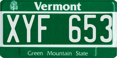 VT license plate XYF653