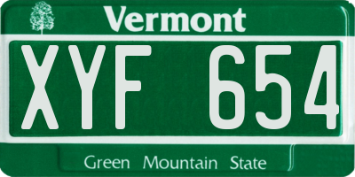 VT license plate XYF654