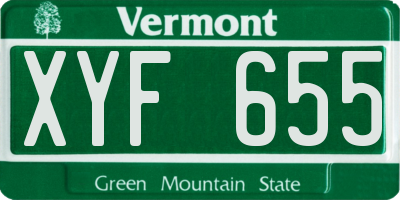 VT license plate XYF655