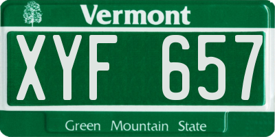 VT license plate XYF657