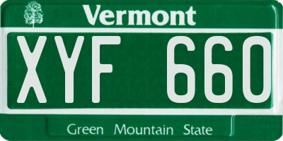 VT license plate XYF660
