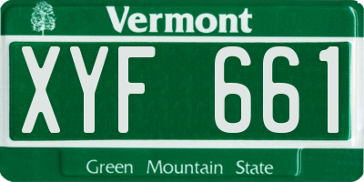 VT license plate XYF661