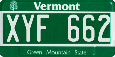 VT license plate XYF662