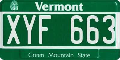 VT license plate XYF663