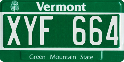 VT license plate XYF664