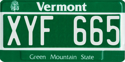 VT license plate XYF665