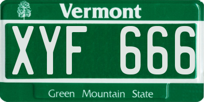 VT license plate XYF666