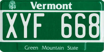 VT license plate XYF668