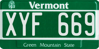 VT license plate XYF669