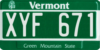VT license plate XYF671