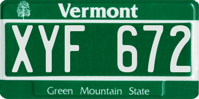 VT license plate XYF672