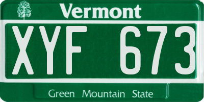 VT license plate XYF673
