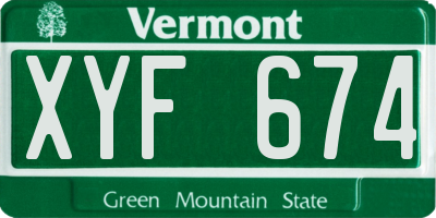 VT license plate XYF674