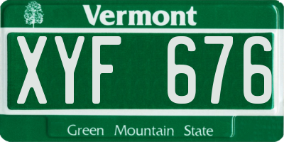 VT license plate XYF676