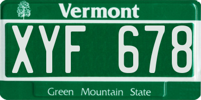 VT license plate XYF678