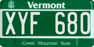 VT license plate XYF680