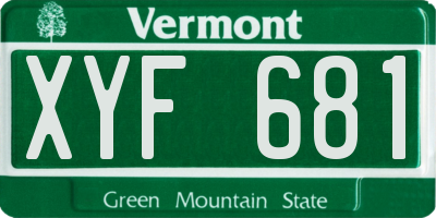 VT license plate XYF681