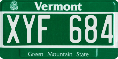 VT license plate XYF684