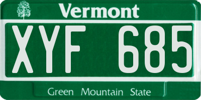 VT license plate XYF685