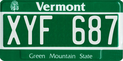 VT license plate XYF687
