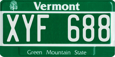 VT license plate XYF688