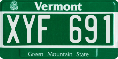 VT license plate XYF691