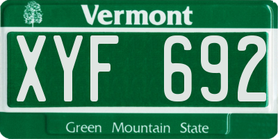 VT license plate XYF692
