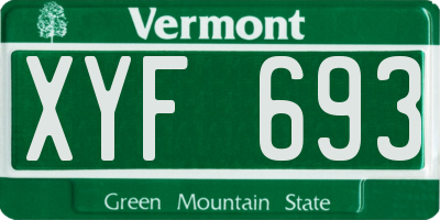 VT license plate XYF693