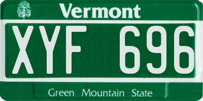 VT license plate XYF696
