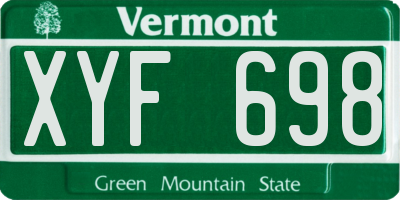 VT license plate XYF698