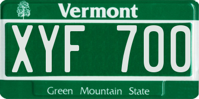 VT license plate XYF700