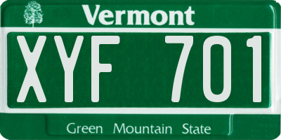 VT license plate XYF701