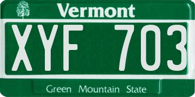 VT license plate XYF703