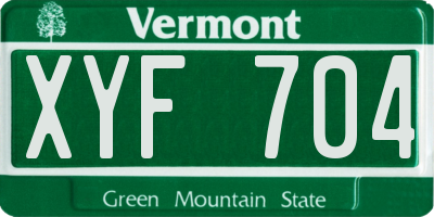 VT license plate XYF704