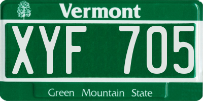 VT license plate XYF705