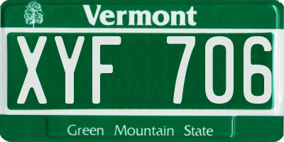 VT license plate XYF706