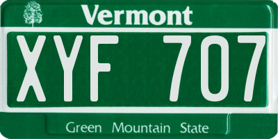 VT license plate XYF707