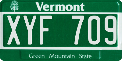 VT license plate XYF709