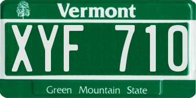 VT license plate XYF710