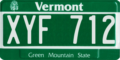 VT license plate XYF712