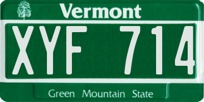 VT license plate XYF714