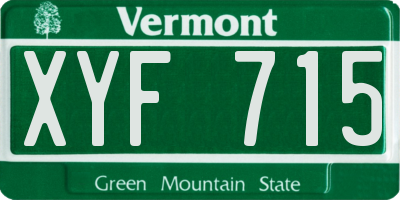 VT license plate XYF715