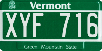 VT license plate XYF716